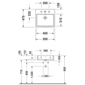 Lavabo mobile Duravit Vero Air con 1 foro per rubinetto 50 x 47 cm, con troppopieno