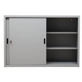 Armoire à portes coulissantes en acier Wolfstahl 2 étagères gris clair 160 x 45 x 109 cm