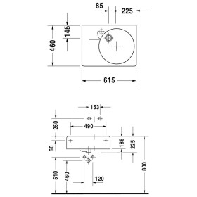 Duravit Duravital Scola Lavabo universale 61,5 cm a destra