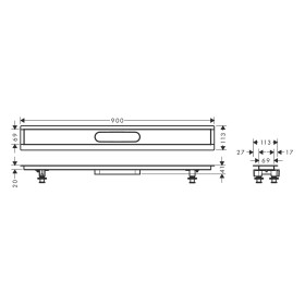 hansgrohe RainDrain Installationsset 90 cm für Duschrinnen Fertigsets