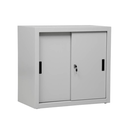 Wolfstahl Schiebetürenschrank Stahl 2 Fachböden lichtgrau 80 x 45 x 75 cm