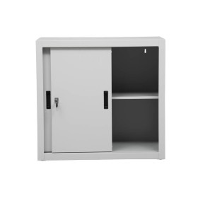 Wolfstahl Schiebetürenschrank Stahl 2 Fachböden lichtgrau 80 x 45 x 75 cm