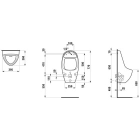 Urinoir d'aspiration LAUFEN Tamaro-S avec commande électronique, alimentation secteur
