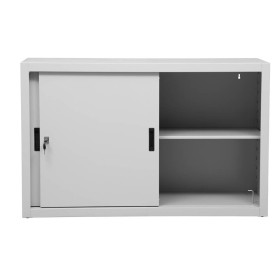 Armoire coulissante en acier Wolfstahl avec 2 tablettes gris clair 120 x 45 x 75 cm