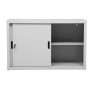 Wolfstahl Schiebetürenschrank Stahl 2 Fachböden lichtgrau 120 x 45 x 75 cm
