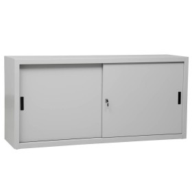 Wolfstahl Schiebetürenschrank Stahl 2 Fachböden lichtgrau 160 x 45 x 75 cm