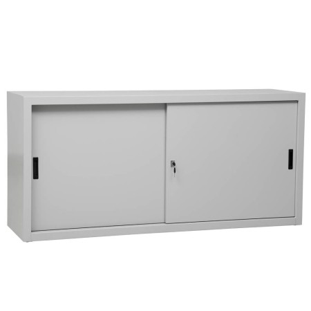 Wolfstahl Schiebetürenschrank Stahl 2 Fachböden lichtgrau 160 x 45 x 75 cm