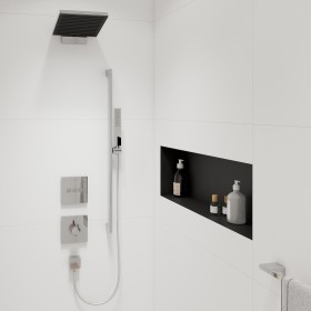hansgrohe Pulsify E Duschkopf 260 2 Strahlarten EcoSmart mit Wandanschluss, eckig