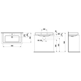Lavabo surélevé LAUFEN PRO S 85 cm avec trou de robinet et trop-plein