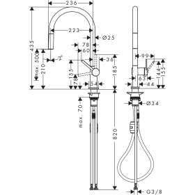 hansgrohe Talis M54 Einhebel-Küchenmischer 210, Ausziehauslauf, 1jet