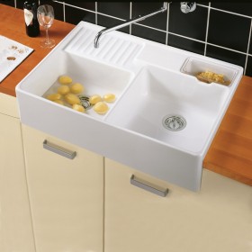 Villeroy & Boch Spülstein Doppelbecken, Ablaufgarnitur mit Handbetätigung