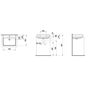 Lavabo à poser LAUFEN PRO S 55 cm sans trou de robinet, avec trop-plein