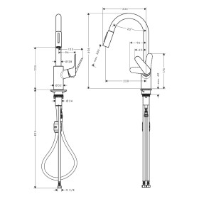 Robinet de cuisine monocommande hansgrohe Focus M41 240 Eco avec douchette extractible, 2 jets