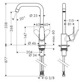 hansgrohe Focus M41 Einhebel-Küchenarmatur 260 Eco, 1jet