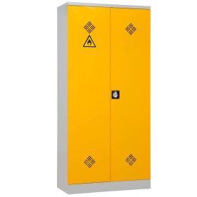 Wolfstahl Chemikalienschrank Gefahrstoffschrank Stahl lichtgrau-rapsgelb 92 x 42 x 195 cm
