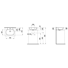 Lavabo d'appoggio LAUFEN INO 45 x 41 cm, con foro rubinetto, senza troppo pieno