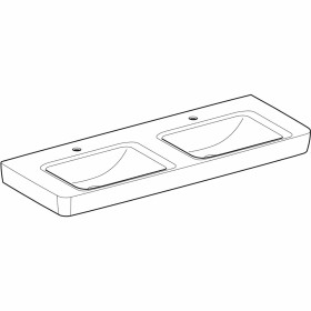 Geberit Renova Plan Doppelwaschtisch 130 cm mit Hahnloch mittig, ohne Überlauf