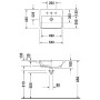 Duravit ME by Starck Halbeinbauwaschtisch 55 cm, 1 Hahnloch durchgestochen