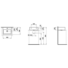 Lavabo mural LAUFEN Living City 45 cm avec trop-plein, sans trou de robinet