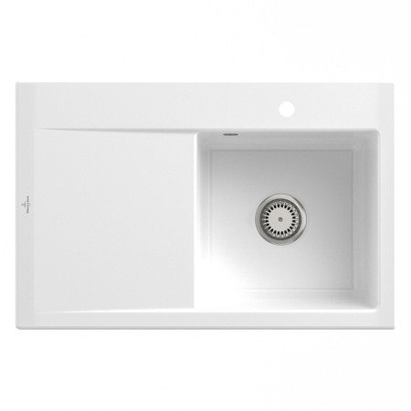 Villeroy & Boch Subway Style 45 Einbauspüle, Ablaufgarnitur mit Handbetätigung, Becken rechts