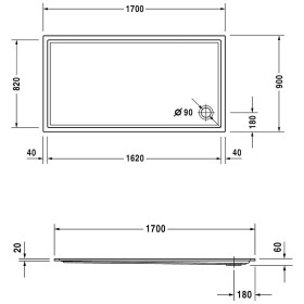 Duravit Starck Slimline Duschwanne Rechteck 170 x 90 cm