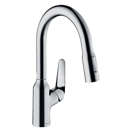 hansgrohe Focus M42 Einhebel-Küchenarmatur 180 Eco, Ausziehbrause, 2jet