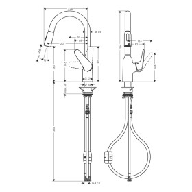 hansgrohe Focus M42 Einhebel-Küchenarmatur 180 Eco, Ausziehbrause, 2jet