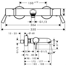 hansgrohe Talis Ecostat Comfort Care Wannenthermostat Aufputz, DN 15