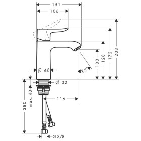 Miscelatore monocomando per lavabo hansgrohe Metris 110 LowFlow senza scarico