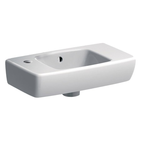 Geberit Renova Compact Handwaschbecken 45 cm verkürzte Ablage, mit Ablagefläche und Hahnloch links