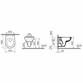 VitrA S20 WC mural compact VitrA Flush 2.0, cuvette sans bride