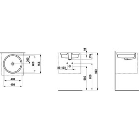 Vasque encastrée LAUFEN Living City 45 cm dessous poncé, avec trop-plein, sans trou de robinet