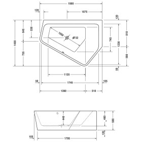 Duravit Paiova 5-Eck Badewanne rechts, mit Verkleidung 190 x 140 cm