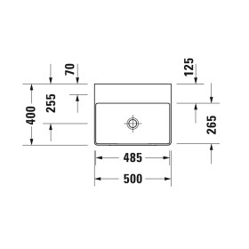 Lavabo Duravit DuraSquare Compact senza foro rubinetto, 50 x 40 cm