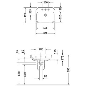 Lavabo Duravit Happy D.2 60 cm con 1 foro per rubinetto