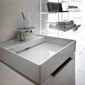 Miscelatore monocomando per lavabo LAUFEN Kartell con disco decorativo, senza scarico