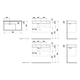 Vasque LAUFEN Kartell 90 x 46 cm, avec tablette à droite, avec 3 trous de robinet