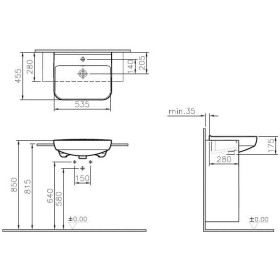 VitrA Sento Lavabo da incasso a metà 53,5 x 45,5 cm
