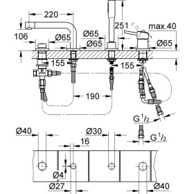 GROHE Concetto 4-Loch Einhand-Wannenkombination