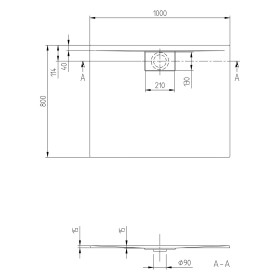 Villeroy & Boch Architectura Metalrim Duschwanne, 100 x 80 x 1,5 cm