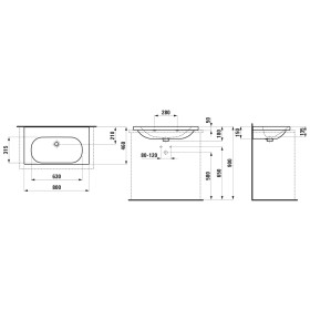 Vasque à poser LAUFEN LUA 80 x 46 cm sans trou de robinet, avec trop-plein
