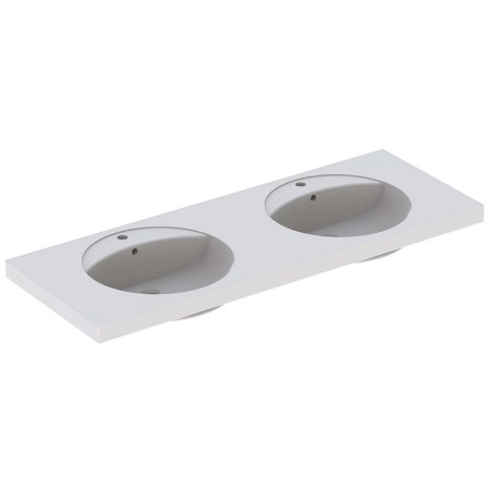 Geberit Preciosa Doppelwaschtisch 130 x 50 cm mit Hahnloch und Überlauf