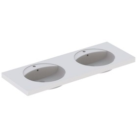 Geberit Preciosa Doppelwaschtisch 130 x 50 cm mit Hahnloch und Überlauf
