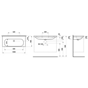 Vasque LAUFEN LUA 100 x 46 cm sans trou de robinet, avec trop-plein