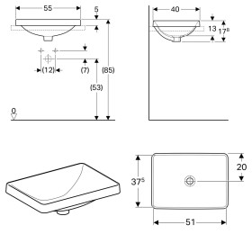 Geberit VariForm Einbauwaschtisch, rechteckig