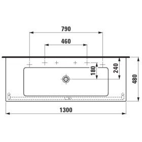 Vasque LAUFEN Living Square 130 cm grand bac, sans trou de robinet