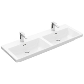 Meuble double vasque Villeroy & Boch Subway 3.0 130 cm, avec 2 trous de robinet, avec trop-plein