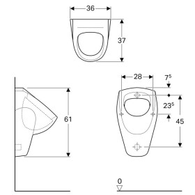 Geberit Renova Urinal mit Zielobjekt, Zulauf von hinten