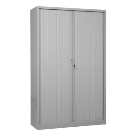 Wolfstahl Rolladenschrank Stahl 4 Fachböden Zylinderschloss 120 x 46 x 195 cm lichtgrau - schwarz - weiss