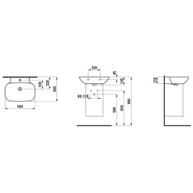 Lavabo da appoggio LAUFEN INO, da parete, satinato 56 x 45 cm senza troppo pieno, con 1 foro per rubinetto